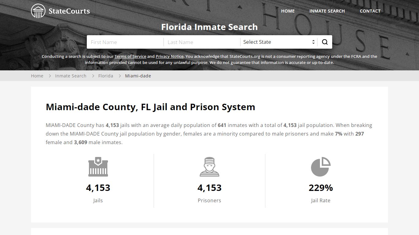 Miami-dade County, FL Inmate Search - StateCourts